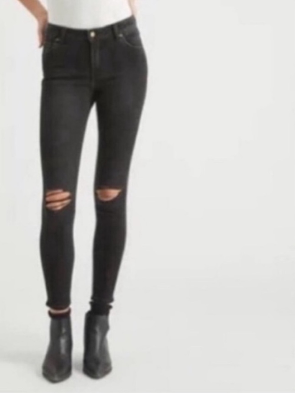 ROLLA'S Westcoast Ankle Mid-Rise Skinny Jeans - Washed Black